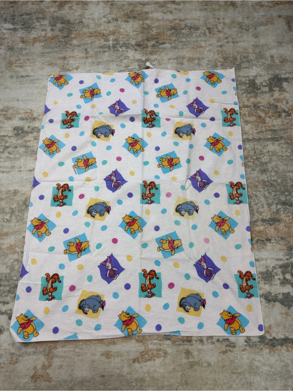 90s Vintage Winnie the Pooh Baby Receiving Blanket  Tigger Eeyore Piglet